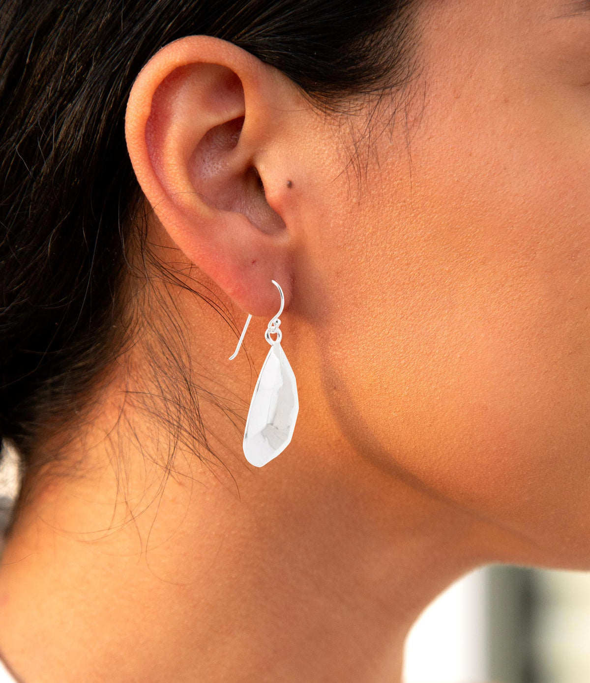 Faceted Sterling Silver Drop Earrings