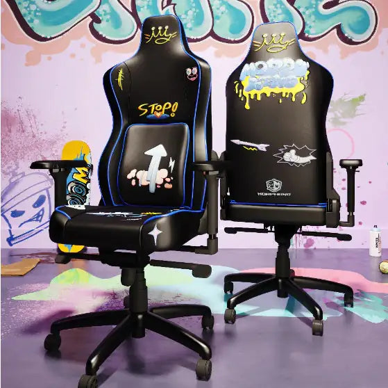Cute black leather gaming chair support ensures optimal comfort and spine health pain-free back