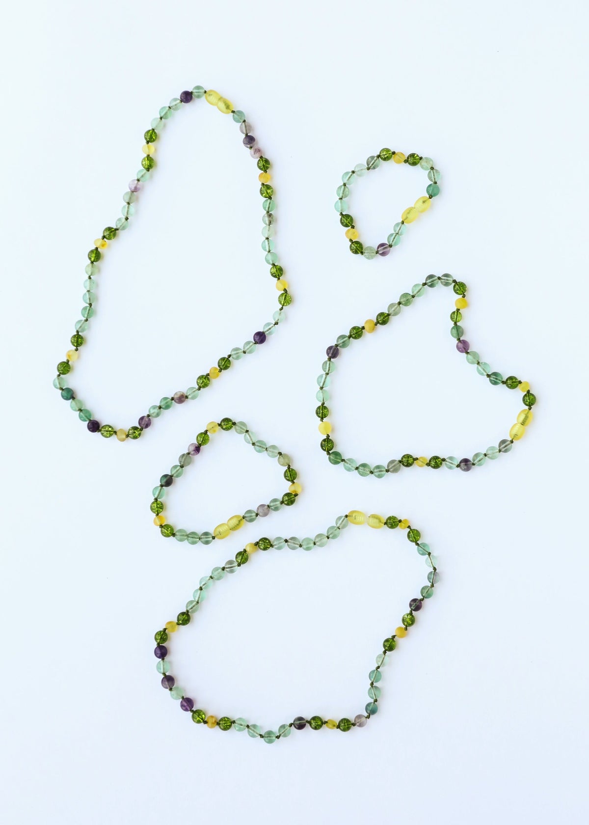 Raw Baltic Sea Amber + Fluorite + Peridot || Gemstone Anklet or Bracelet