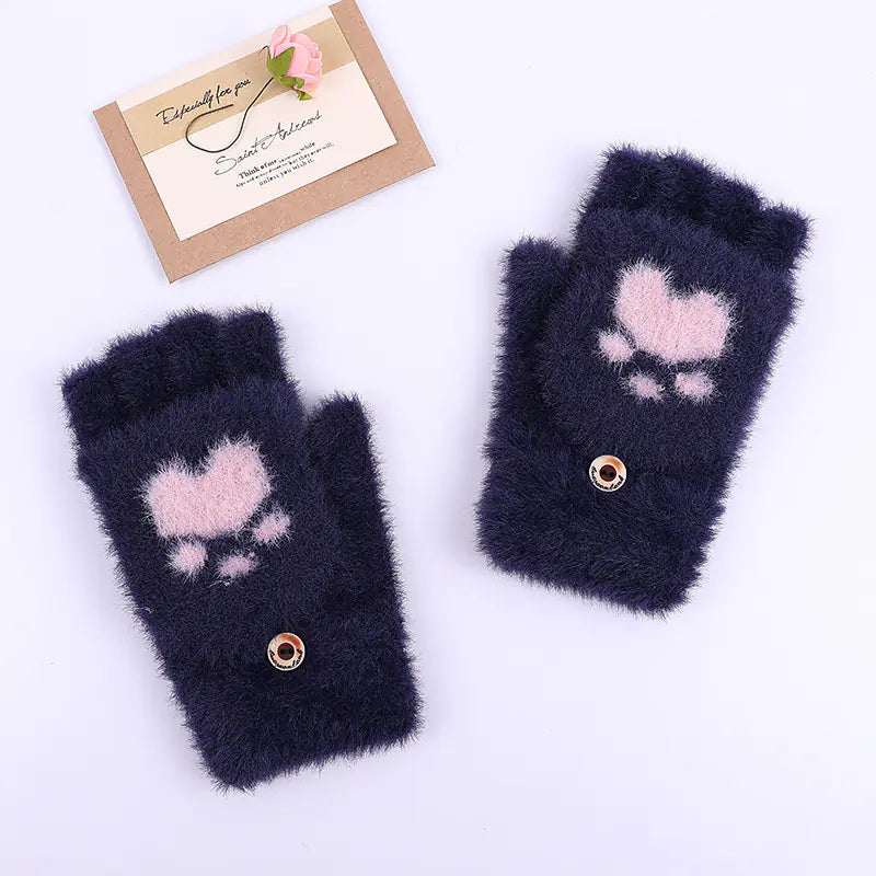 Winter Cat Claw Knit Gloves - 888