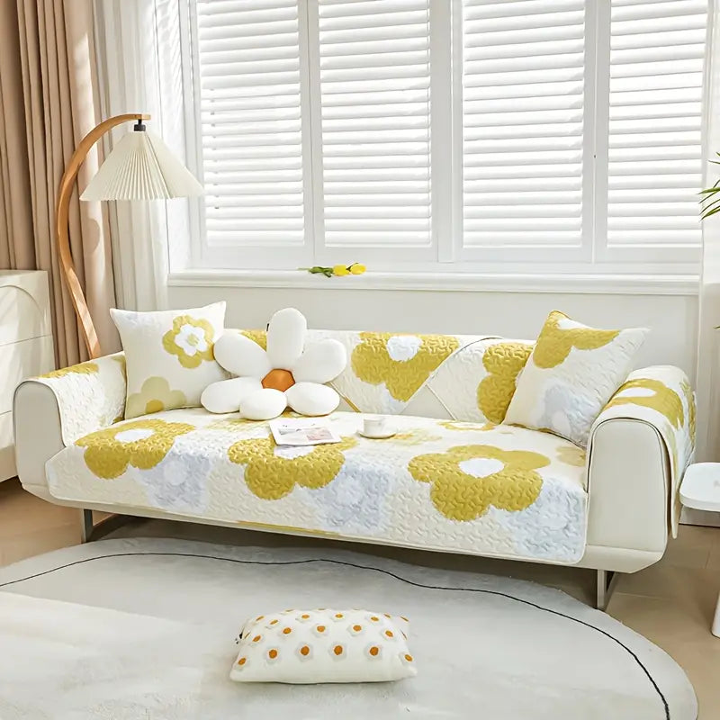 Pastoral Flower Pattern Non-slip Sofa Cushion (1pc)