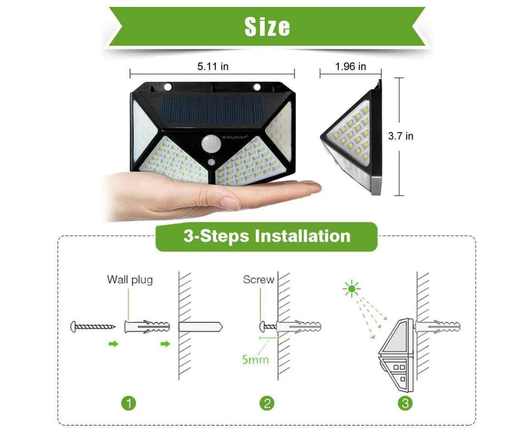 Solar Motion Sensor Wall Light for Outdoor Use - 888