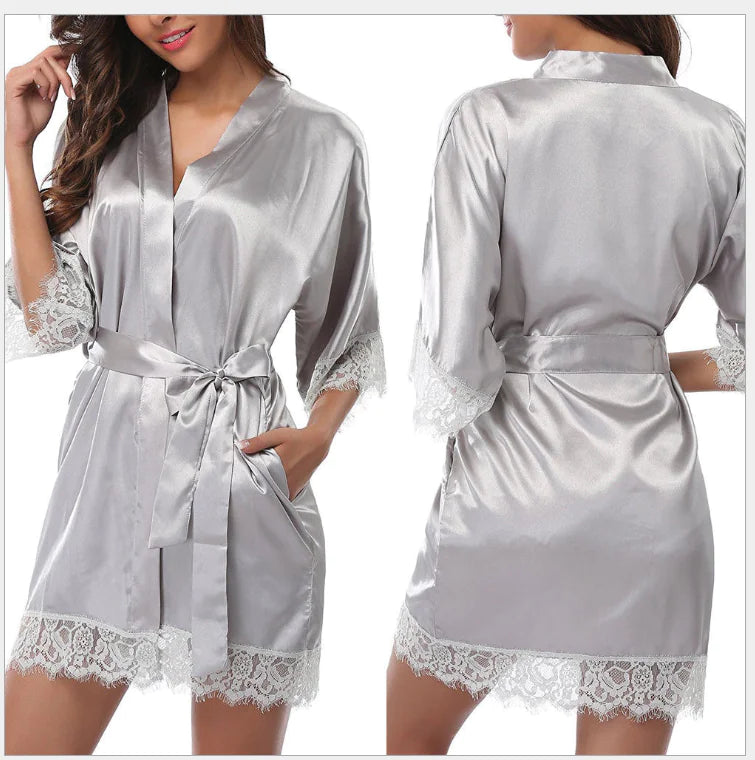 Plus Size Silk Feel Nightgown and Lingerie Set