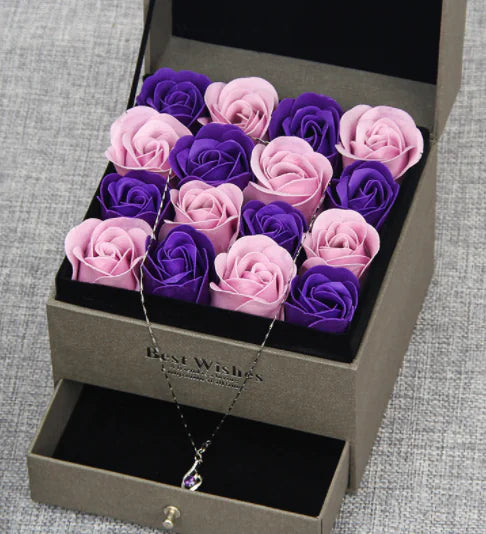 Square Drawer Gift Box for Valentine's Day, Necklace Box