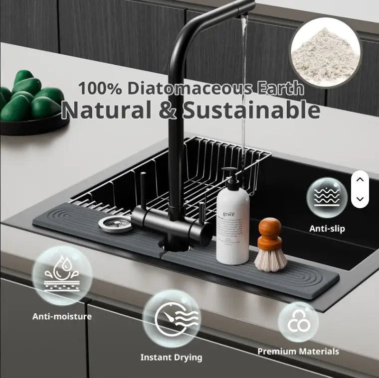 Diatomaceous Earth Sink Tray Stone Home Sink Caddy Kitchen Instant Dry Sink Organizer