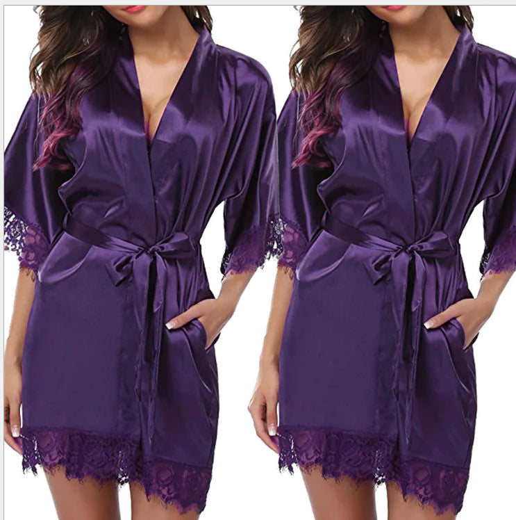 Plus Size Silk Feel Nightgown and Lingerie Set