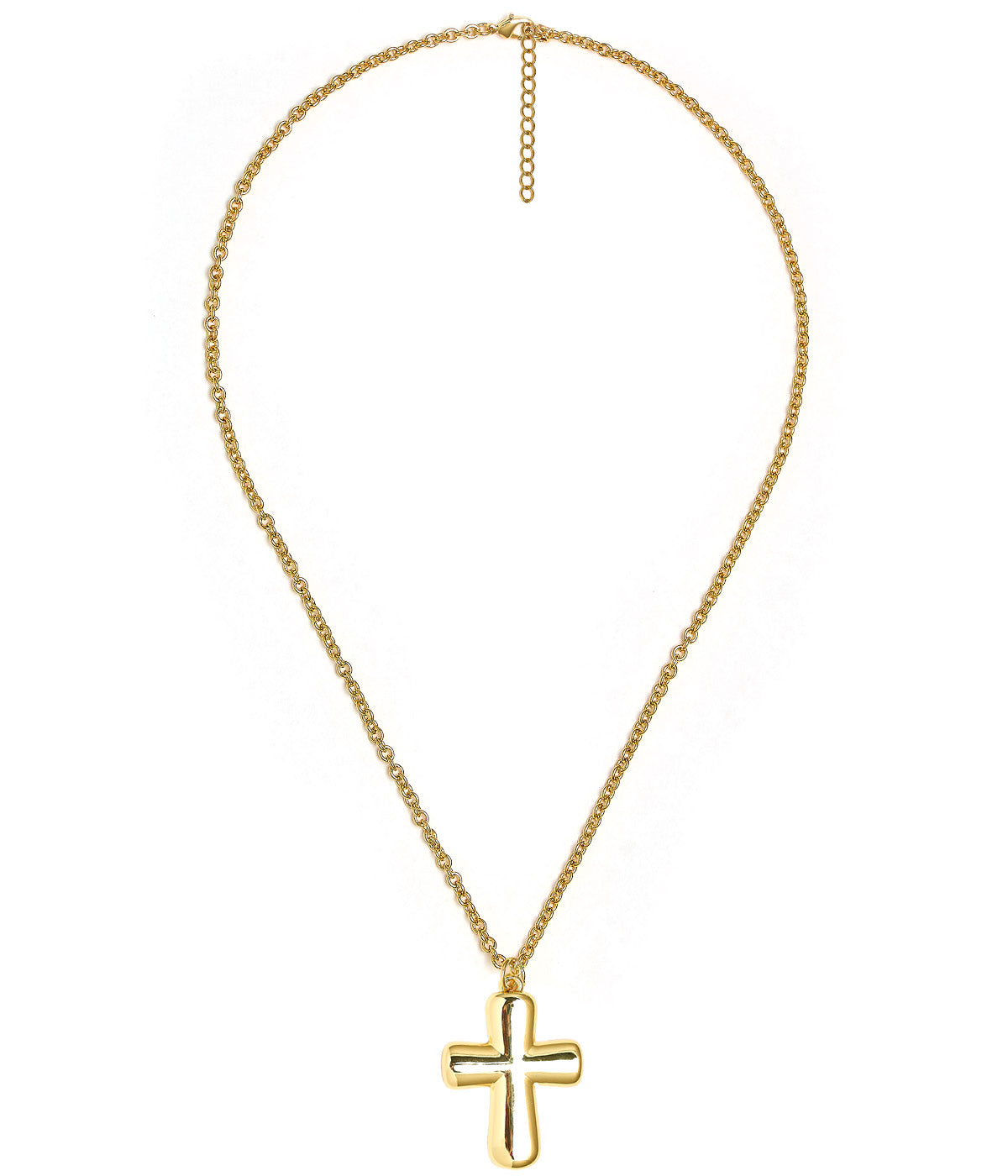 Puffy Cross Necklace with gold chain - 18k Plated Necklace