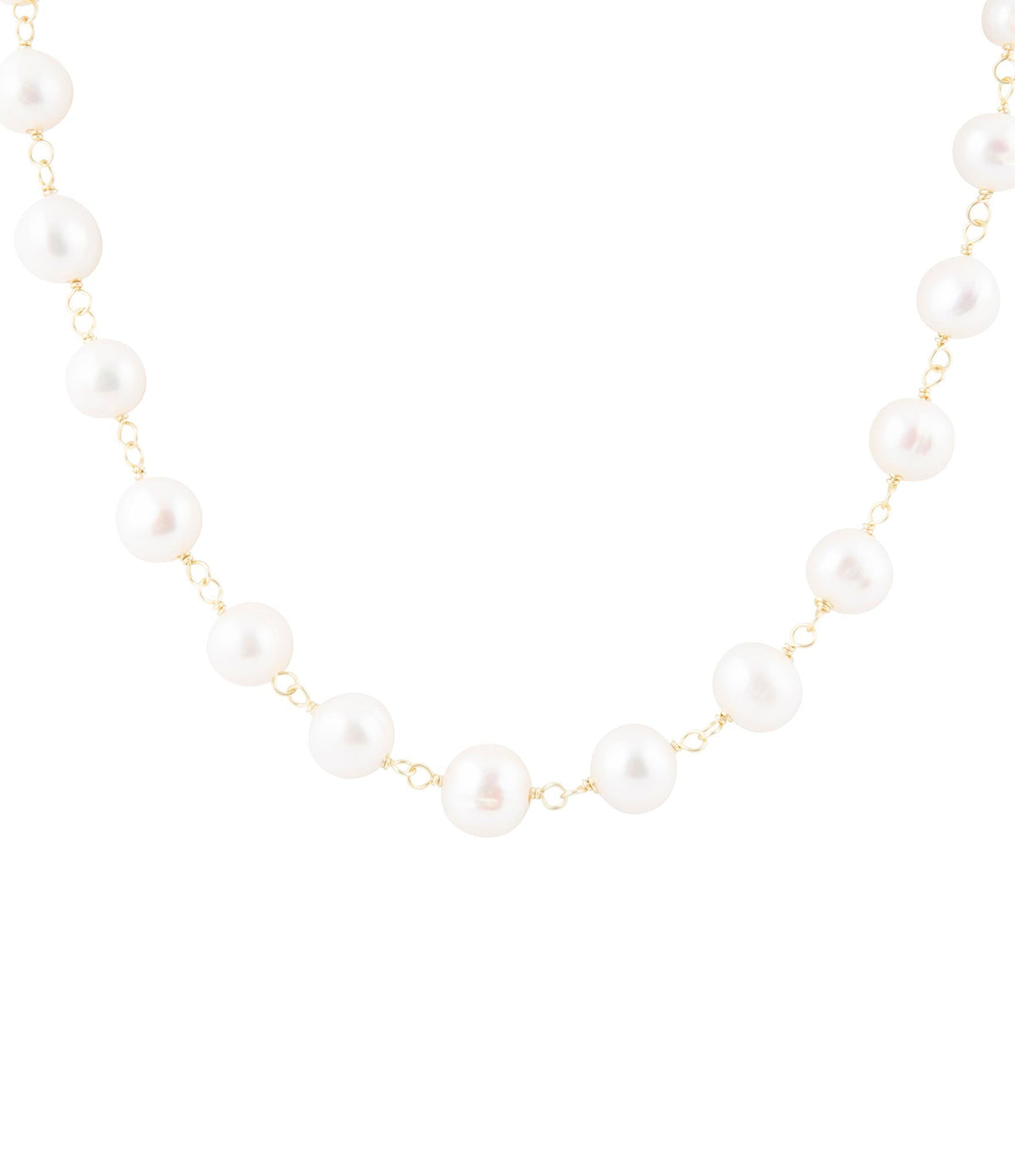 Golden Chain and White Pearl Necklaces