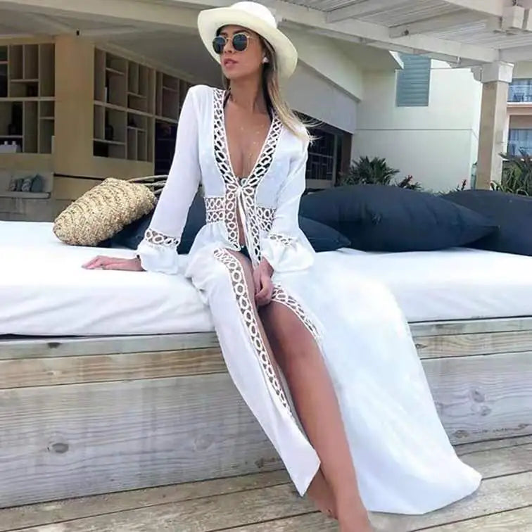 Beach Vacation Bikini Cover-Up Long Loose Dress Cardigan - 888
