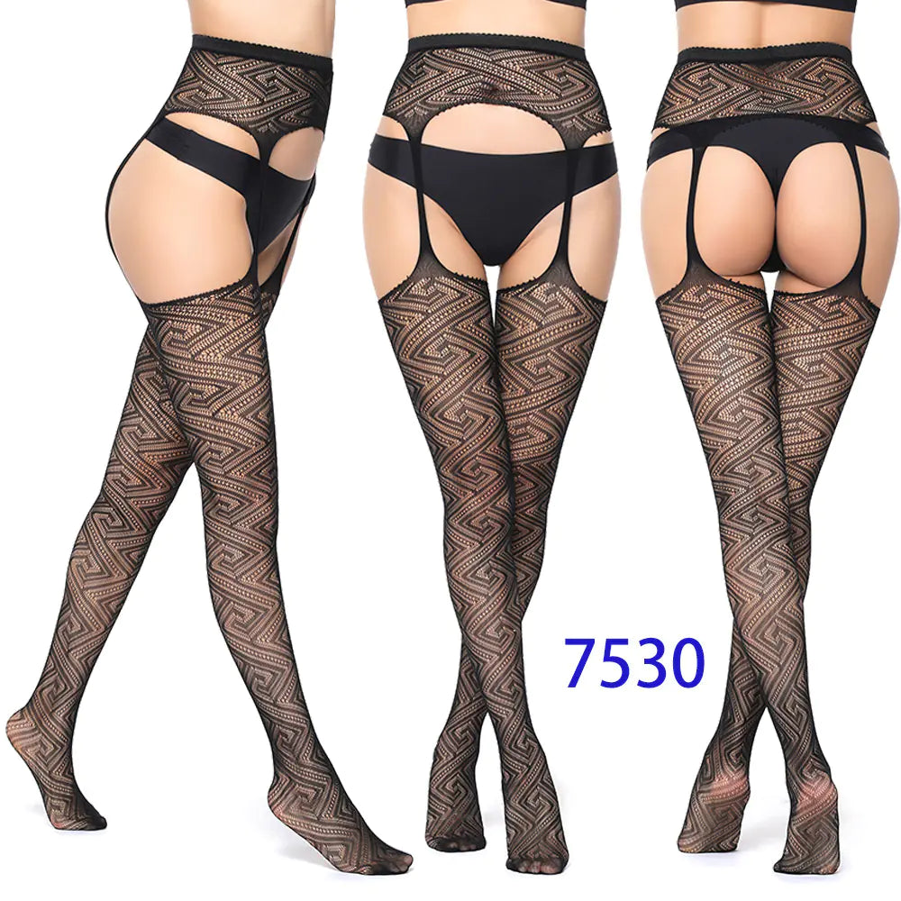 New Women's High Elasticity Open-Crotch Fishnet Stockings - Lingerie
