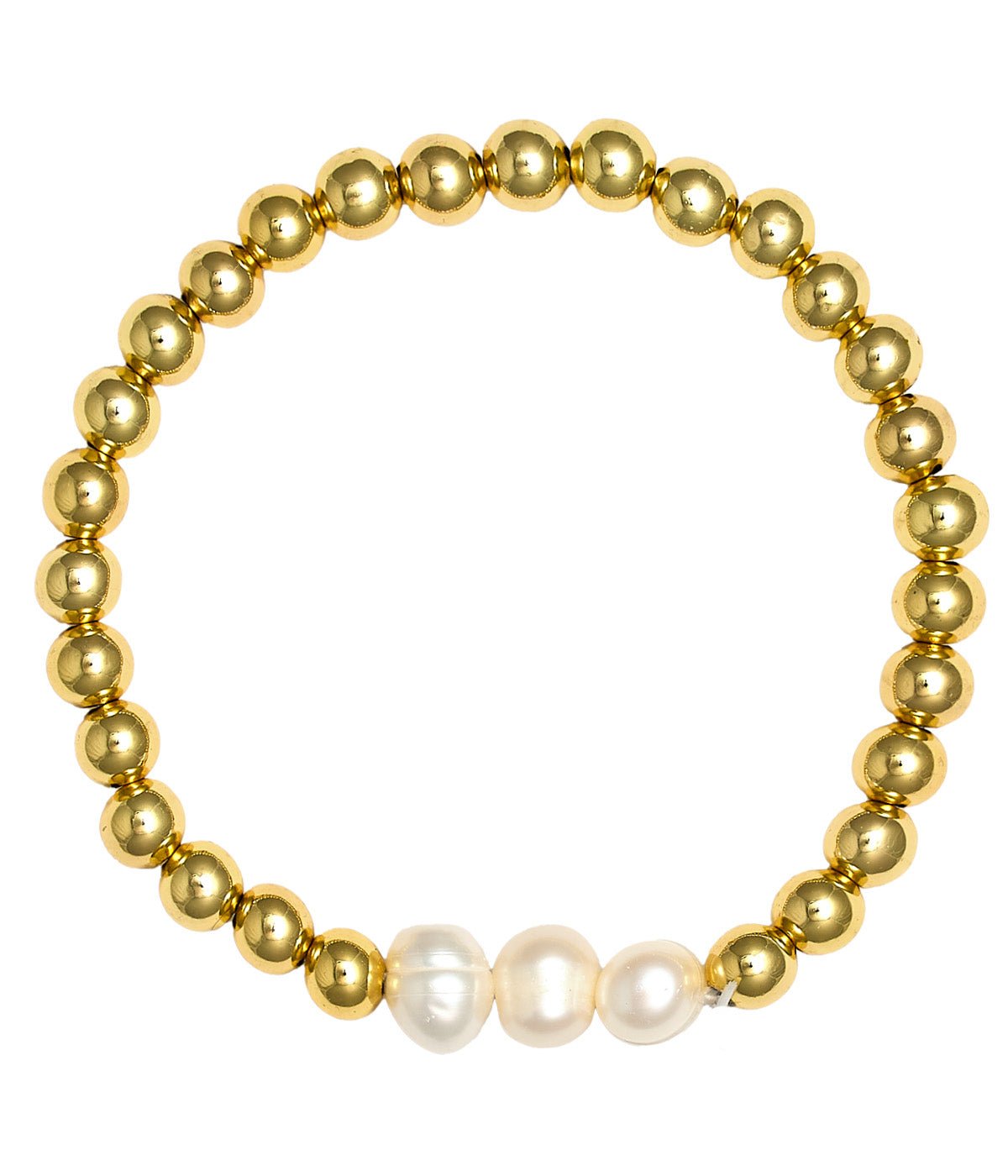 Hadley Triple Pearl -  18k Gold Plated Beaded Bracelets