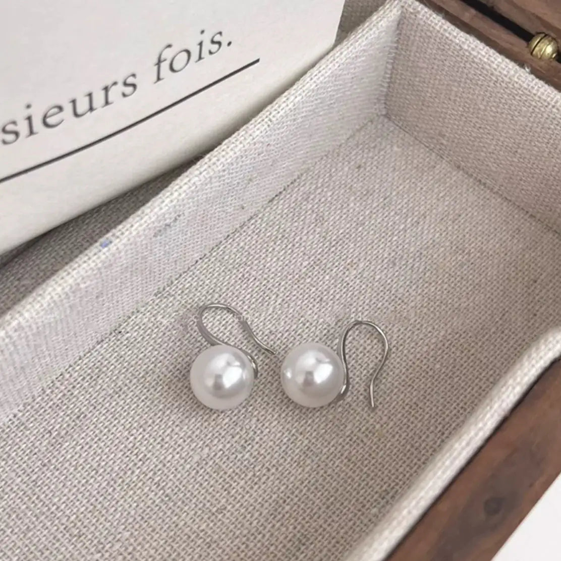 Sterling Silver Needle Japanese And Korean Pearl Earrings Non-piercing Ear Clip