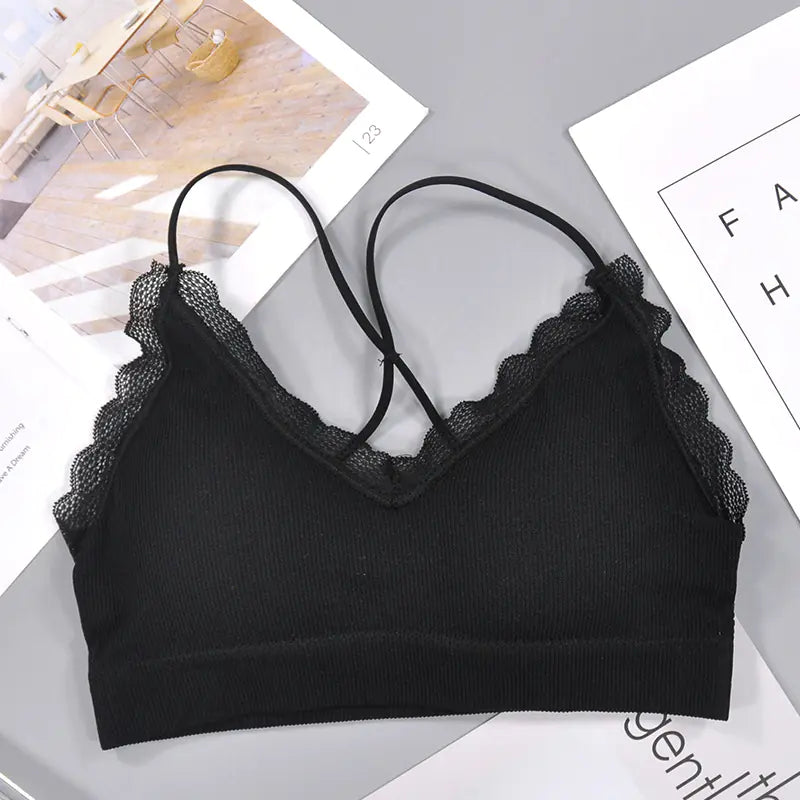 Lace Cross Back Sports Yoga Bra - Lingerie