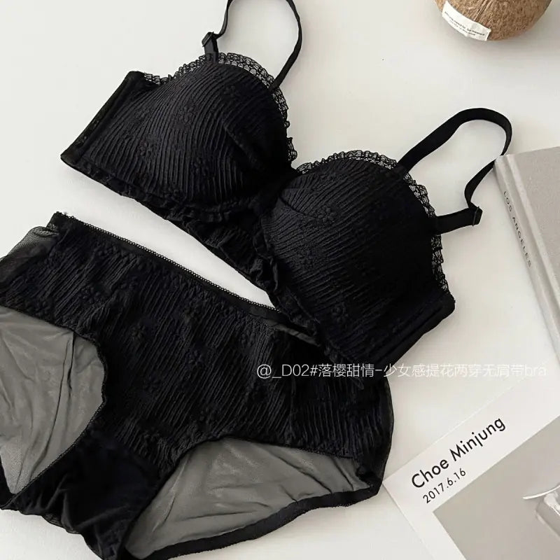 "Half Cup Strapless Push-Up Bra Set for Women" - Lingerie
