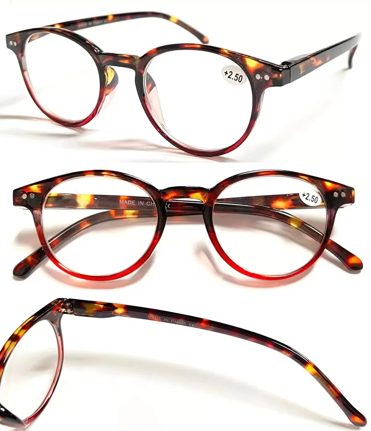 4 Pairs Mens Women Spring Hinge Round Horn Power Oval Reading Reader Glasses 1-4