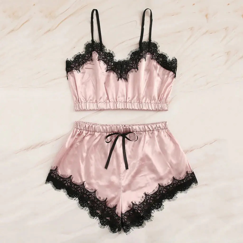 Lingerie Set with Sleeveless Bra and Women's Nightwear