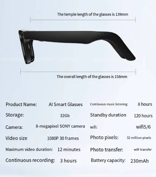 AI Camera Smart Glasses - 888