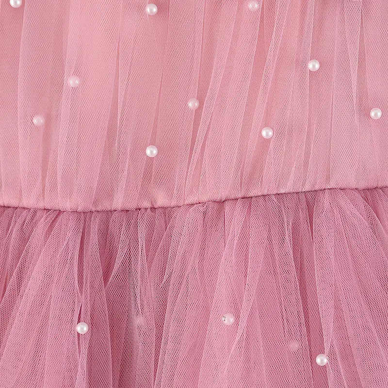 Baby Girl Pearl Mesh Tutu Lace Dress for Special Occasions  - 888