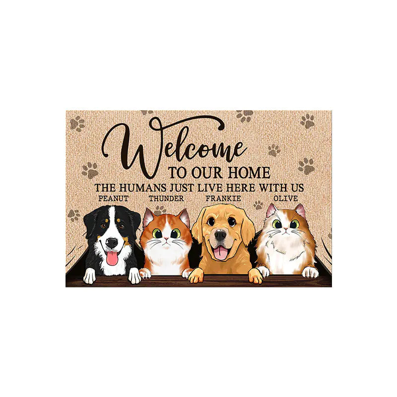 Cartoon Cat Anti-Slip Door Mat for Home Entrance