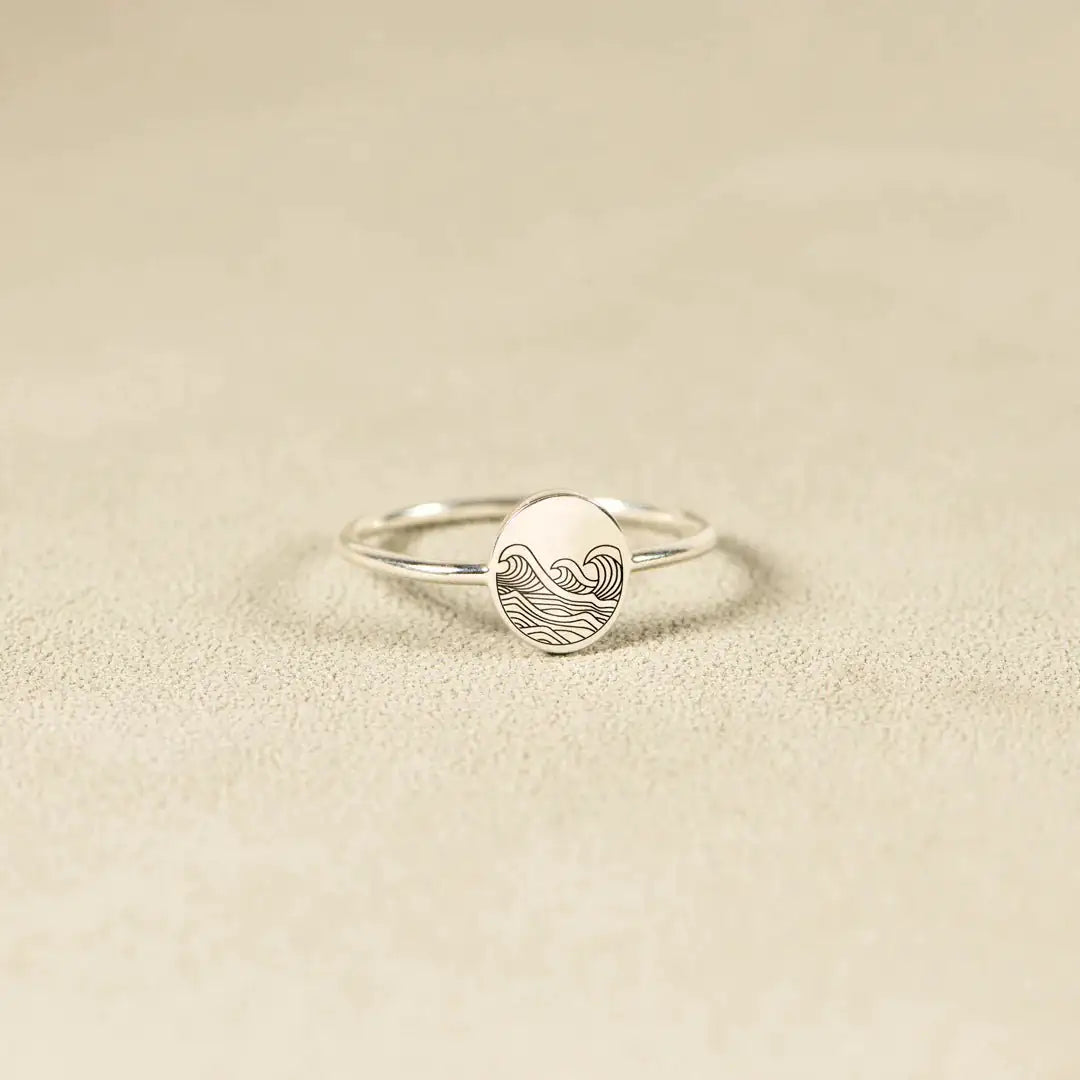 S925 Pure Silver Sea Wave Storm Ring Female Simple