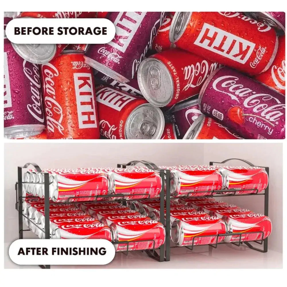 4 Tiers Can Organizer Rack, 48 Cans Soda Can Dispenser Organizer For Refrigerator, Set Of 2 Stackable Beverage Dispenser Rack