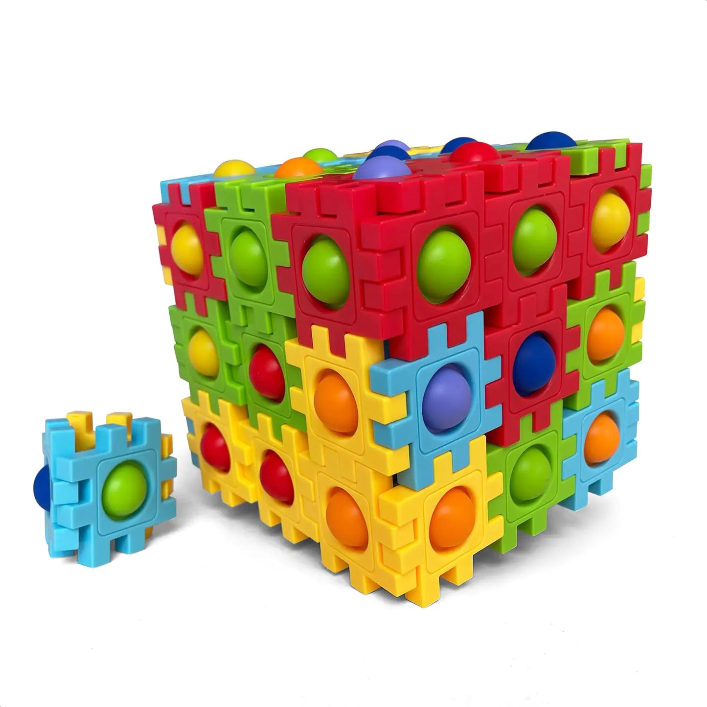 Anlabay Two-in-One Pop Blocks Pop Puzzle 48PCS Jigsaw Puzzles STEM Toys for 4 5 6 7 8 Year Old Kids Bubble Popping Sensory Toy Autism Sensory Toys for Autistic Children (Bubbles) - US seller