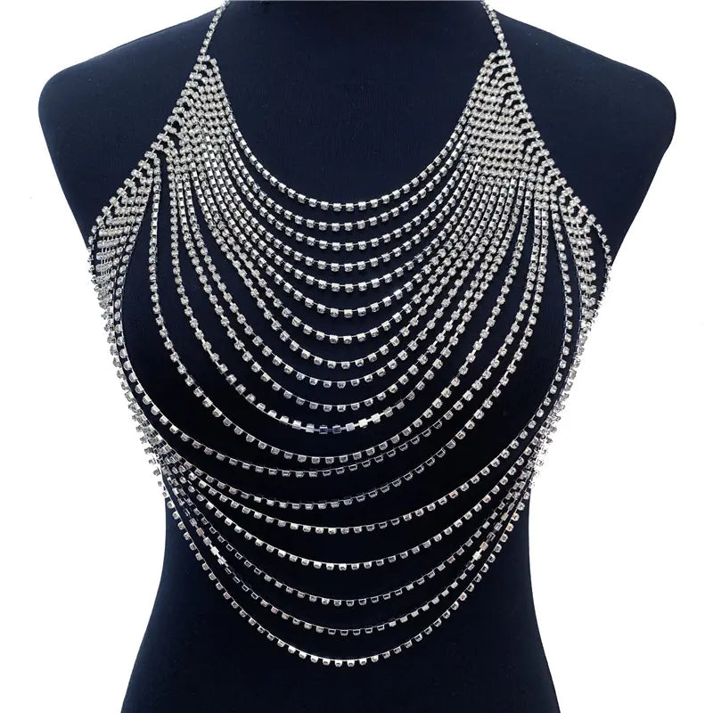 Exaggerated Rhinestone Body Chain for Nightclubs - Lingerie