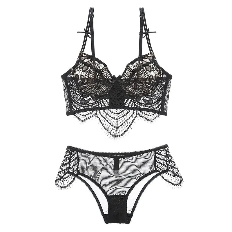 Lace Trim Sexy Sheer Women's Lingerie Set