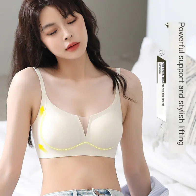 Jelly Soft Support Deep V Wireless Breathable Bra - Lingerie