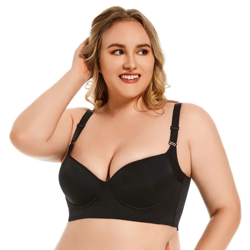 Seamless Deep V Underwire Bra for Full Bust Support - Lingerie