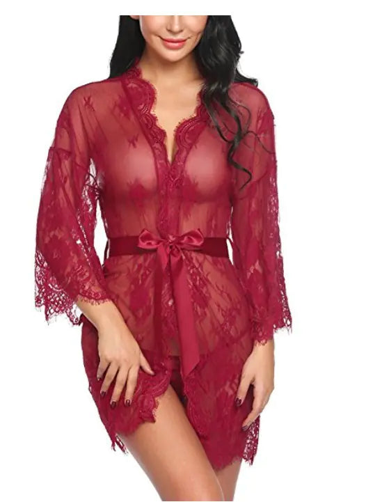 Lace Cardigan, Long Sleeve Nightgown, Lingerie Set