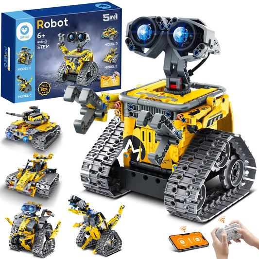 Sillbird STEM Building Toys for Ages 8-13 Remote & App Controlled Creator 5in1 Robot/Explorer Robot/Mech Dinosaur Toys Coding Set Creative Gifts for Boys Girls Kids Aged 6 7 8-13 (488 Pieces) - US seller