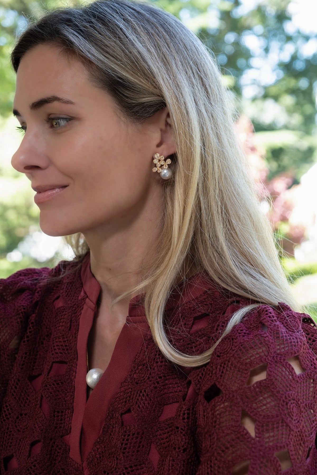 Kennedy Earrings - Rhinestone & Pearl- 18k Gold Plated - Kristin Kennedy Collection