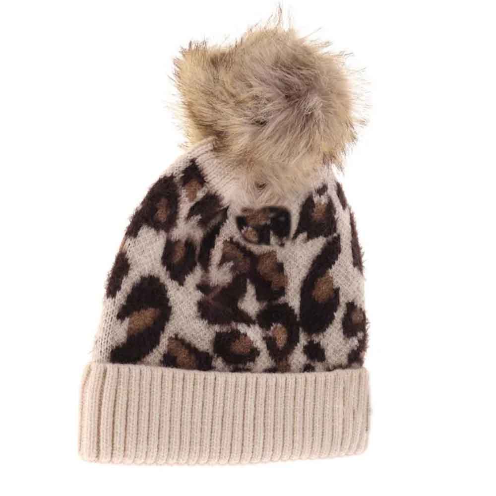 KIDS Leopard Pom C.C Beanie
