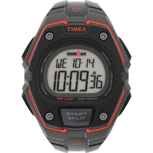 Timex Men's Ironman Triathlon Classic 30 Oversized 45mm Watch – Dark Gray Case Black Top Ring with Black Resin Strap