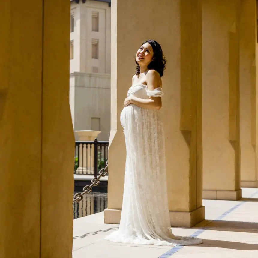 Maternity Photography Props Lace Wedding Dress Gown - 888