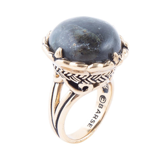 Black Labradorite and Golden Statement Ring