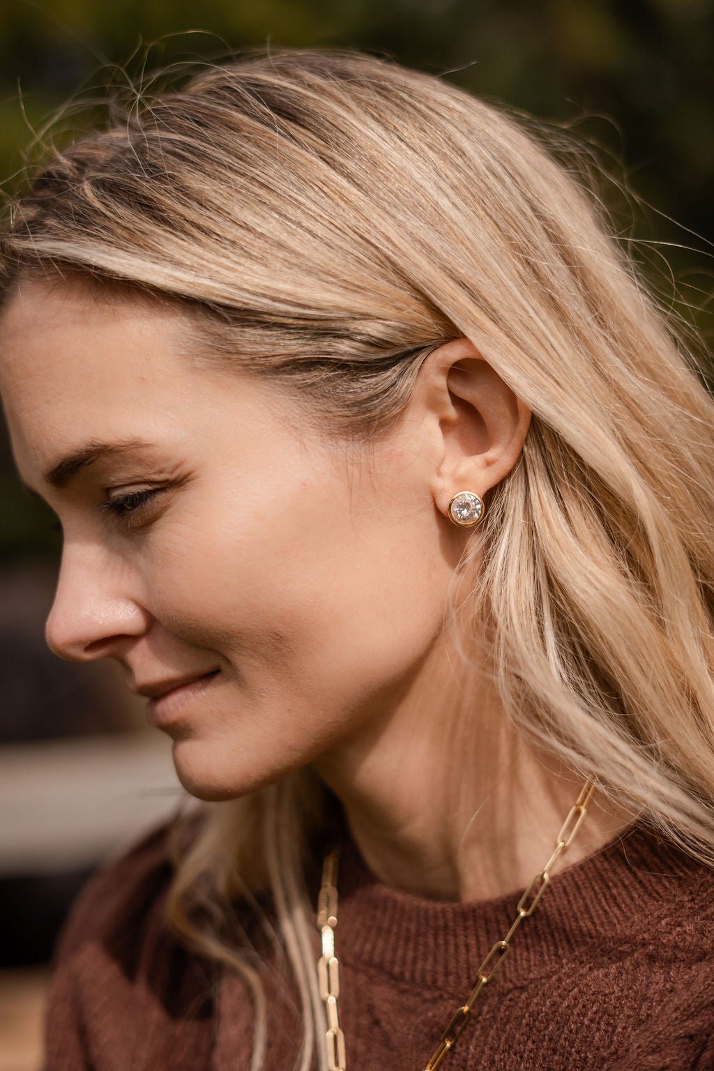 Large Bezel Stud - 18k Gold Plated
