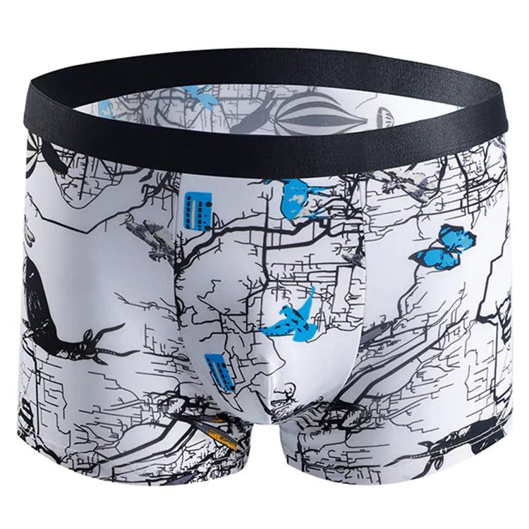 Men's Breathable Boxer Shorts with Fashion Print- Lingerie