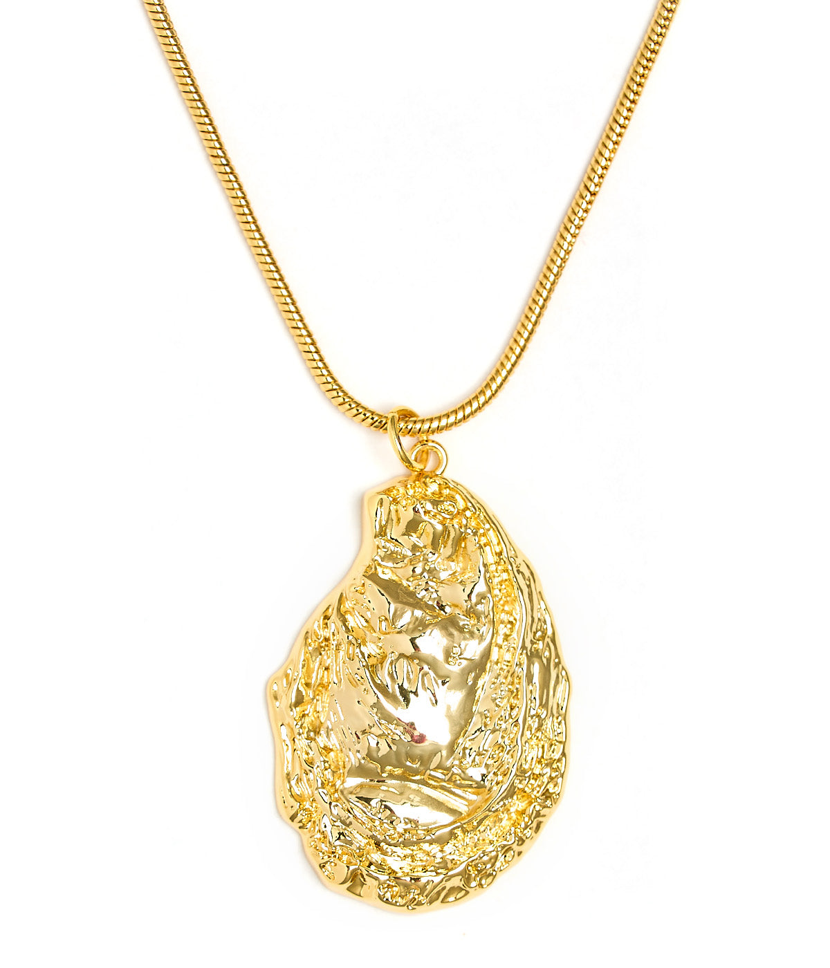 Oyster Pendant - Snake Chain - 18k Plated Necklace