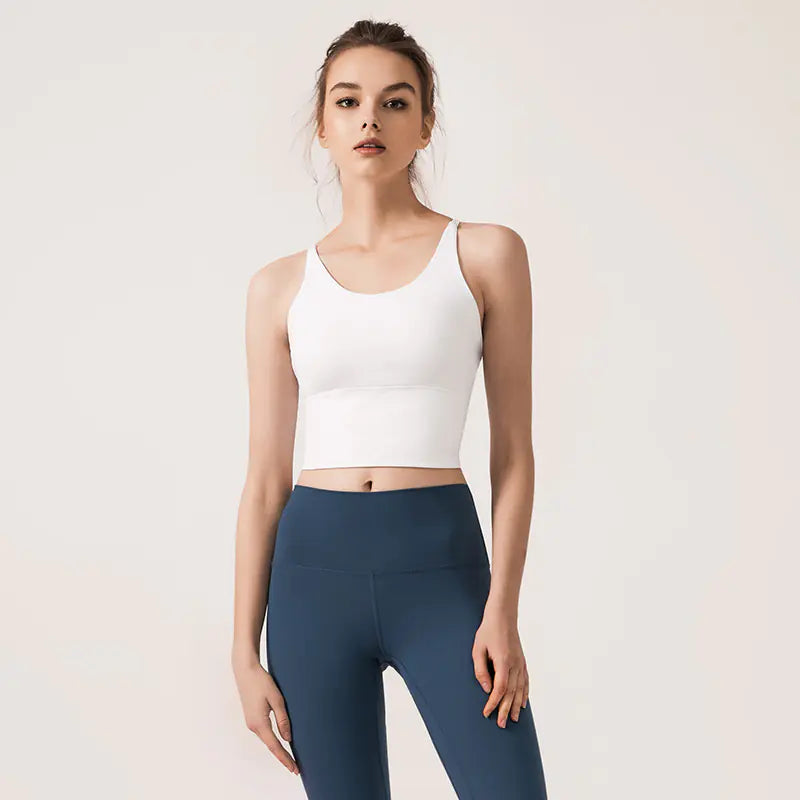 Solid Color Cross Back Sports Bra for Yoga - Lingerie