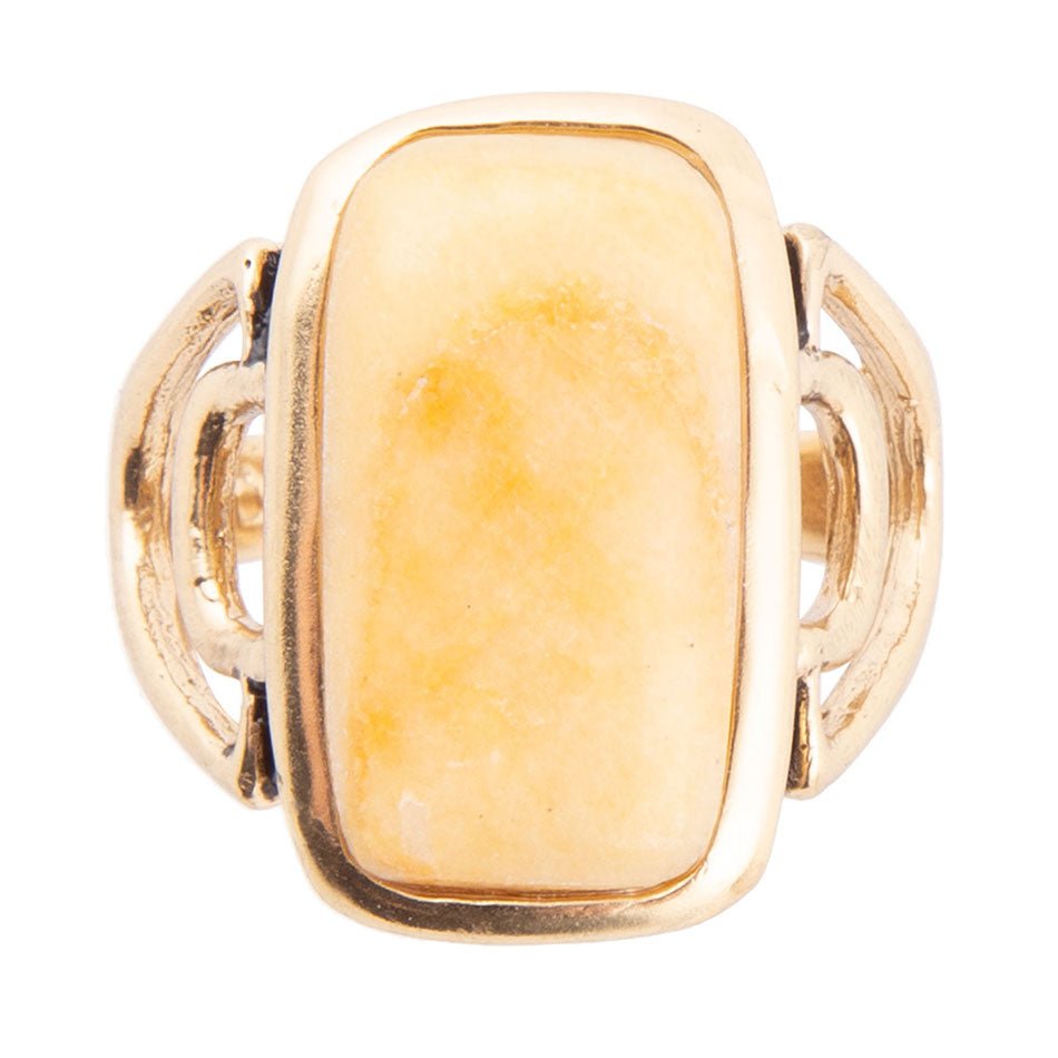 Luster Yellow Agate Golden Statement Ring