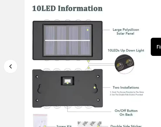 Solar Outdoor Garden Light Up And Down - 888