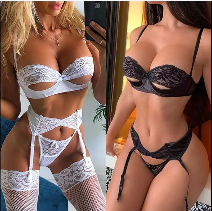 Lace Lingerie Set - Women's Bra, Panties, and Sleepwear