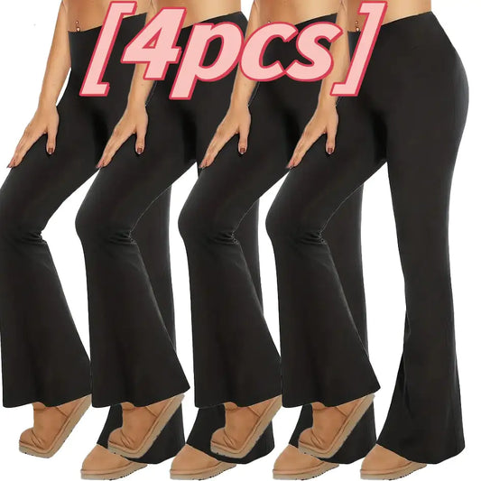 4pcs Butt-Lifting Flare Yoga Pants High Waist, Ultra Stretch, Naked Feel Leggings For Women