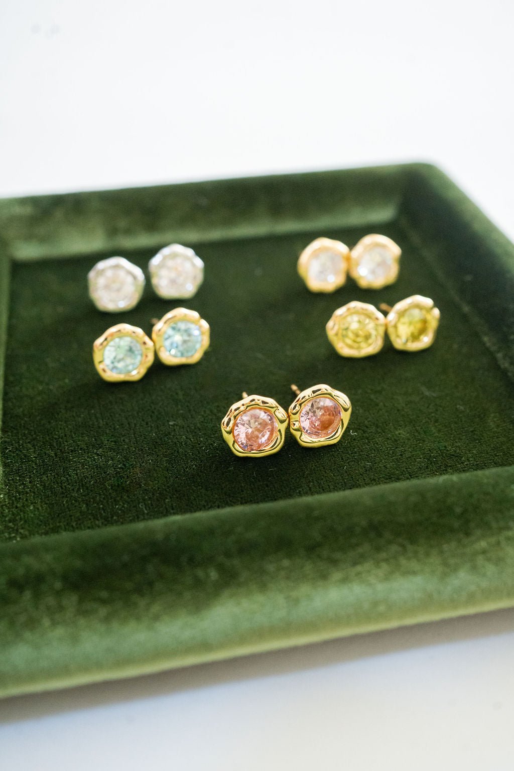 Margot - Bezel Textured Stud Earring - 18k Gold Plated- Darby Clark Collection