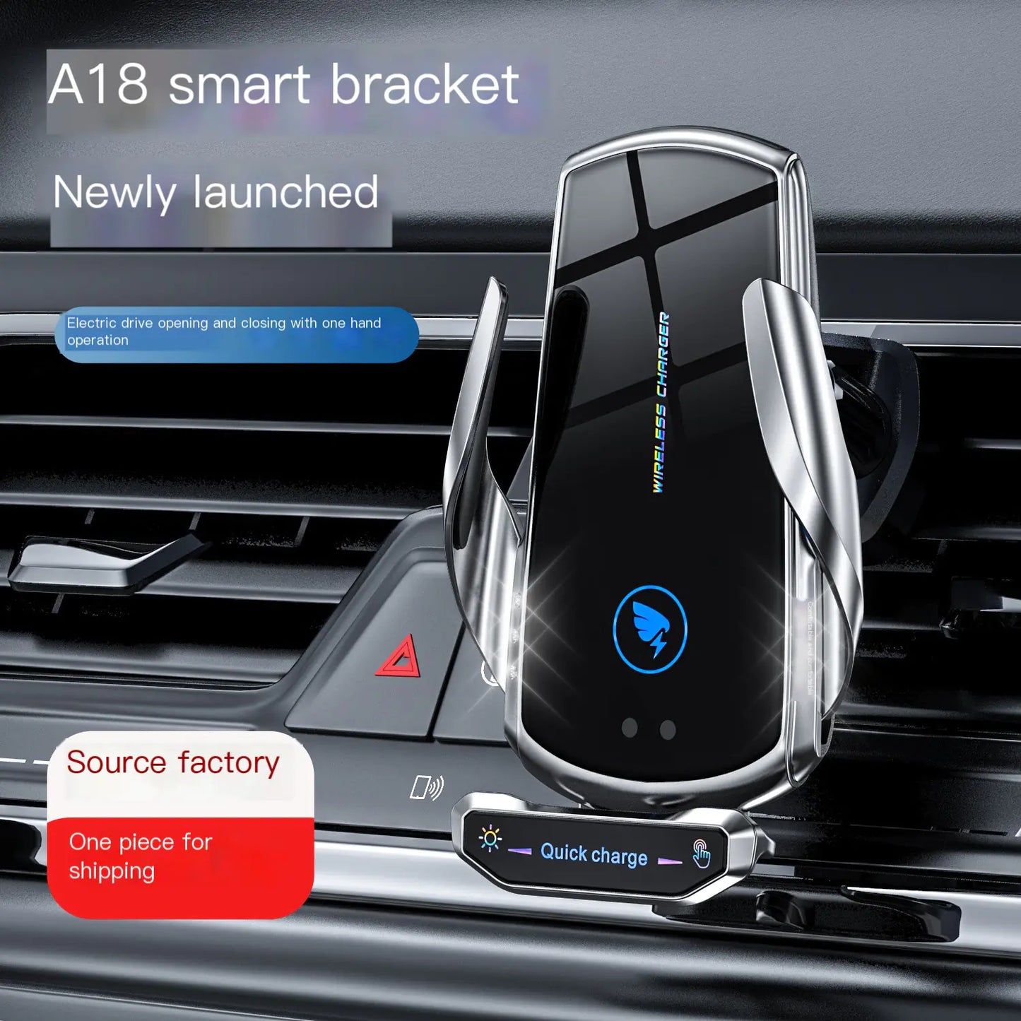 A18 Car Mount Wireless Charger with Auto-Sensing Design