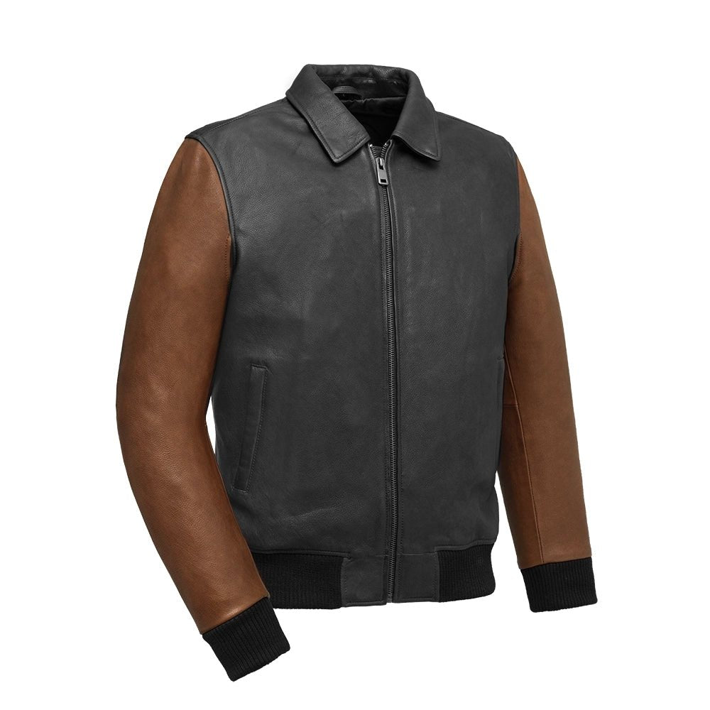 Moto Bomber Two Tone Men's Leather Jacket