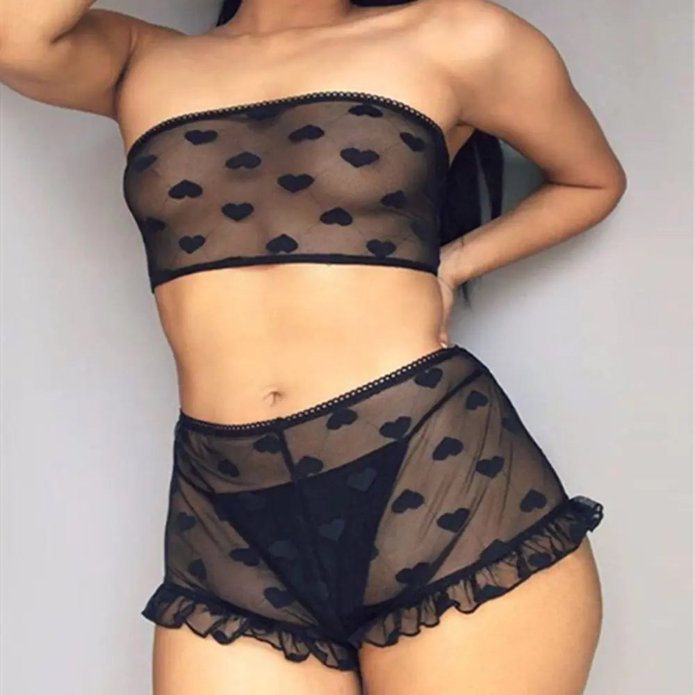 New Sexy Lingerie Set with Heart Dot Design