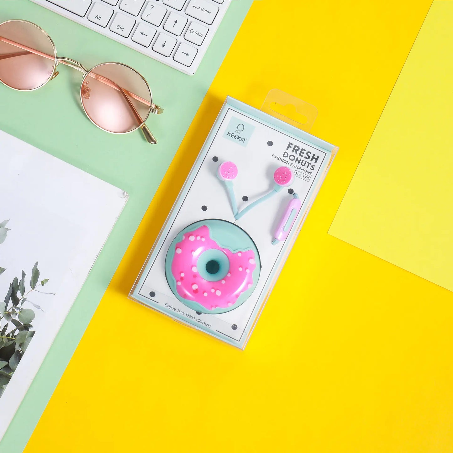Cute Wired Headphones with Microphone and Storage Box